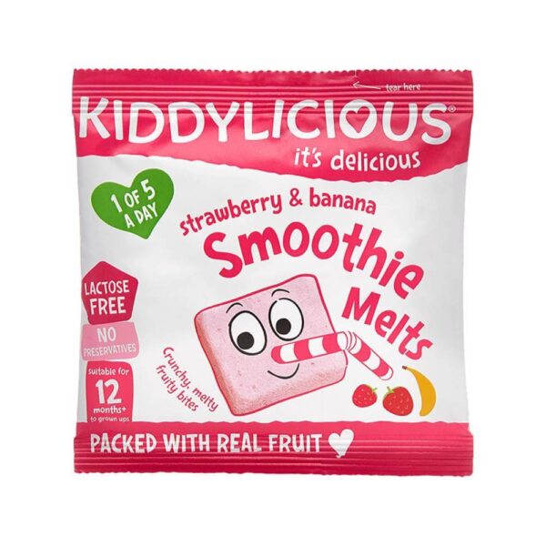 Smoothie Melts Strawberry – Banana, Σμούθι Φράουλα – Μπανάνα από τον 12ο μήνα, Kiddylicious, 6γρ