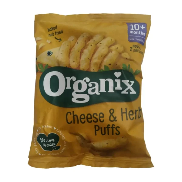 Cheese and Herb Puffs, Σνακ καλαμποκιού με Τυρί και Μυρωδικά από τον 10ο μήνα, Bio, Organix, 15γρ