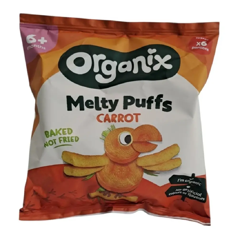 Melty Carrot Puffs, Σνακ καλαμποκιού με καρότο από τον 6ο μήνα, Bio, Organix, 20γρ