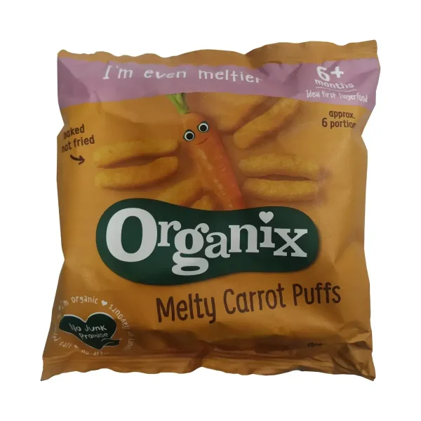 Melty Carrot Puffs, Σνακ καλαμποκιού με καρότο, Bio, Organix, 20γρ
