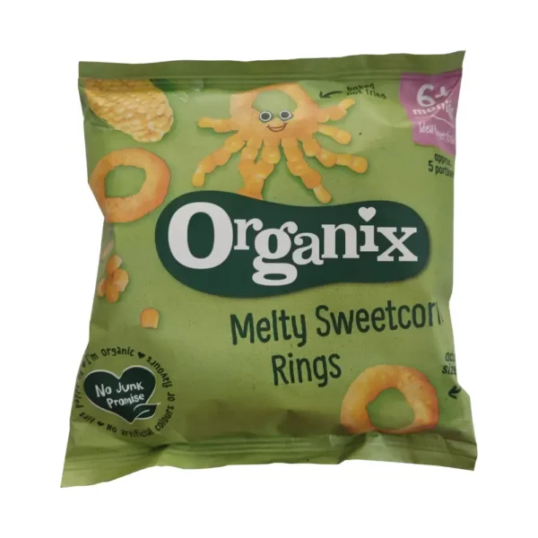 Melty Sweetcorn Rings, Σνακ καλαμποκιού δαχτυλίδια, Bio, Organix, 20γρ