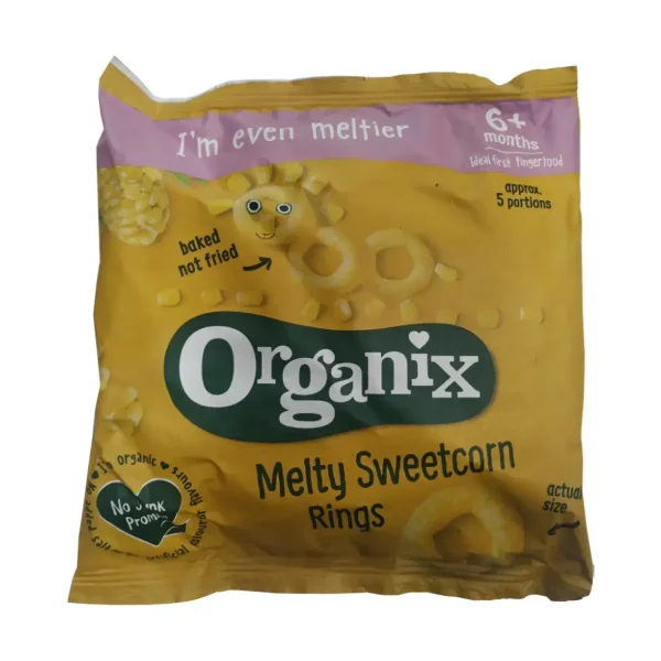 Melty Sweetcorn Rings, Σνακ καλαμποκιού δαχτυλίδια, Bio, Organix, 20γρ