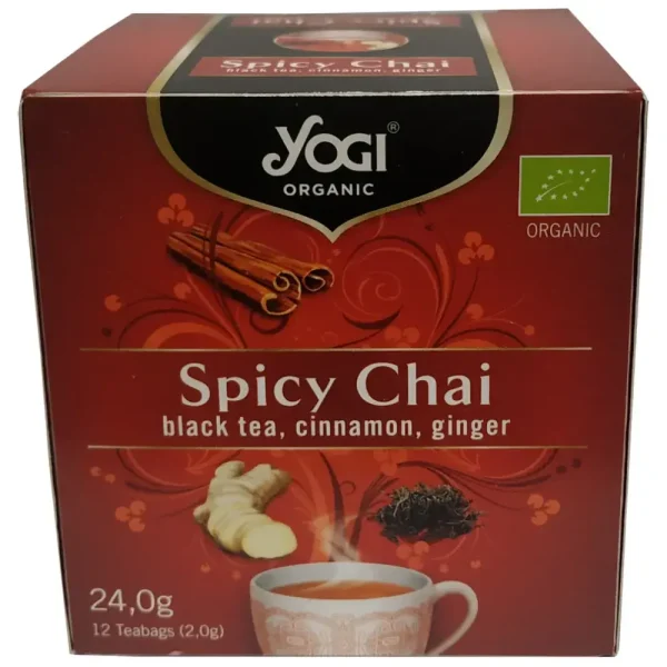 Spicy Chai Yogi Tea, Τσάι με Μαύρο Τσάι Κανέλλα Τζίντζερ, Bio, 12 φακελάκια