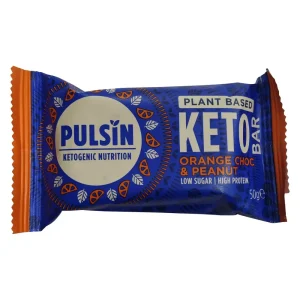 Μπάρα πρωτεΐνης Keto με κέικ σοκολάτας φιστίκια και άρωμα πορτοκάλι, Χωρίς Ζάχαρη, Pulsin, 50γρ