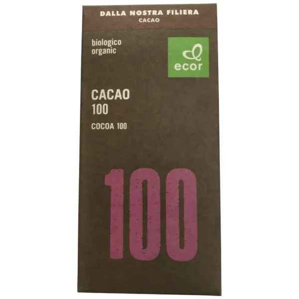 Σοκολάτα μαύρη 100%, Χωρίς Ζάχαρη, Bio, Ecor, 80γρ