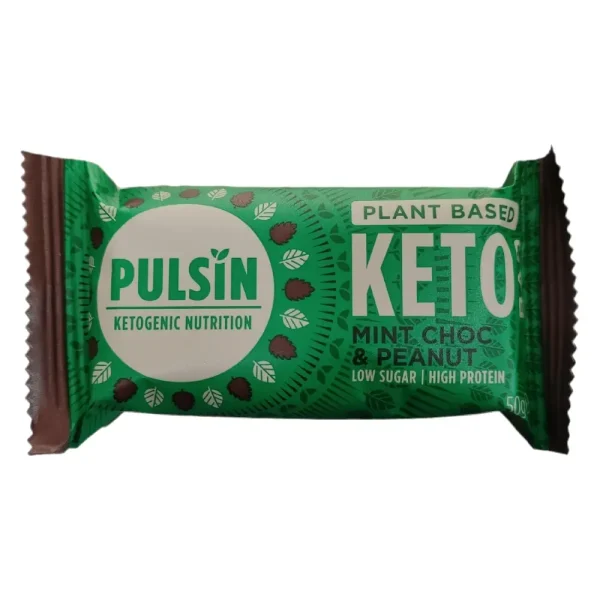 Μπάρα πρωτεΐνης Keto με κέικ σοκολάτας φιστίκια και άρωμα μέντας, Χωρίς Ζάχαρη, Pulsin, 50γρ