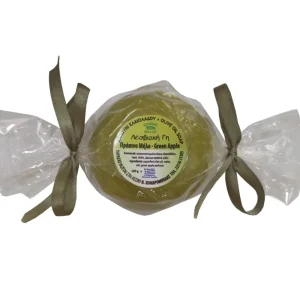 Παραδοσιακό Σαπούνι Ελαιολάδου με Άρωμα Πράσινο Μήλο στρογγυλό, Λεσβιακή Γη, 100γρ