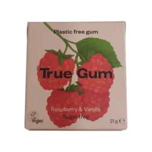 Τσίχλες Χωρίς Ζάχαρη με γεύση Raspberry - βανίλια, True Gum, 21γρ