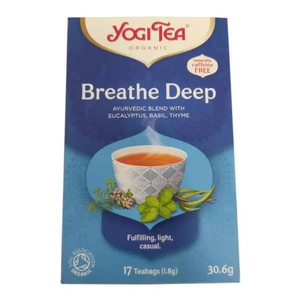 Yogi Tea Breathe Deep, Μείγμα βοτάνων & μπαχαρικών αγιουβέρδα, ευκάλυπτος, βασιλικός & Θυμάρι, Bio, 17 φακελάκια