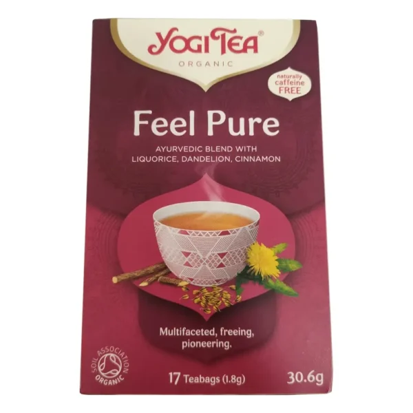 Yogi Tea Feel Pure (Detox), Μείγμα βοτάνων & μπαχαρικών αγιουβέρδα, γλυκόριζα, κολλιτσίδα & κανέλα, Bio, 17 φακελάκια
