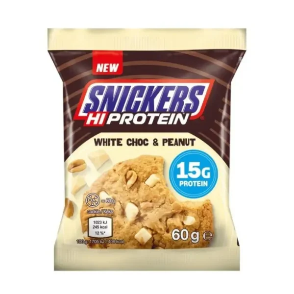 Snickers White chocolate & Peanut, Μπισκότο Υψηλής Πρωτεΐνης, 60γρ