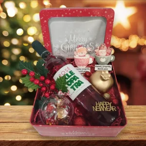 Χριστουγεννιάτικο κουτί με κρασί Kleopatra για τους νονους