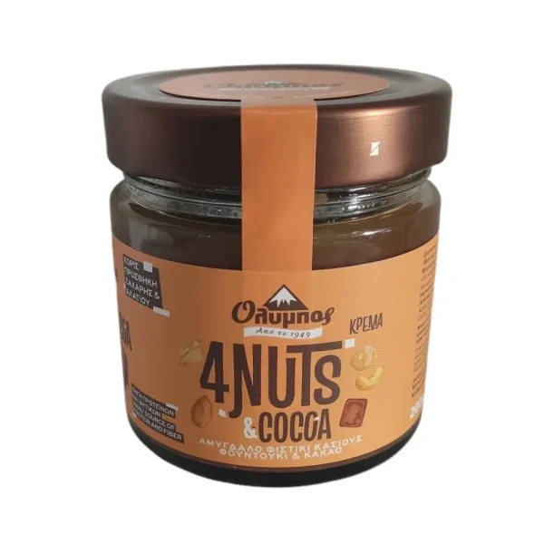 Κρέμα 4Nuts & Cocoa, Χωρίς Ζάχαρη, Όλυμπος, 200γρ