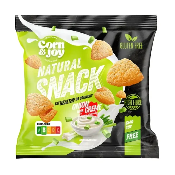 Σνάκ καλαμποκιού με κρεμμύδι και άρωμα sour cream, Corn & Joy, 40γρ