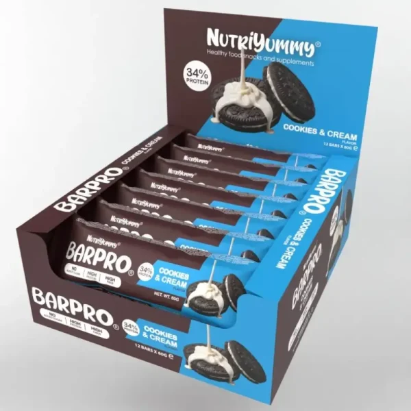 Μπάρα πρωτεΐνης, cookies & cream, Barpro, Χωρίς Ζάχαρη, Nutriyummy, 60γρ