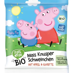 Τραγανό σνάκ καλαμποκιού με μήλο & καρότο, Peppa Pig, Bio, Pure & Fun, 30γρ