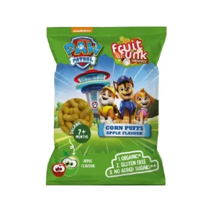 Corn Puffs Paw Patrol, Σνακ καλαμποκιού με μήλο, 7+, Bio, FruitFunk, 50γρ