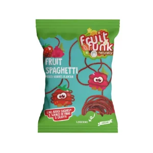 Φρουτένια Spaghetti με γεύση Φράουλα & Σμέουρα, Χωρίς Ζάχαρη, FruitFunk, 100γρ
