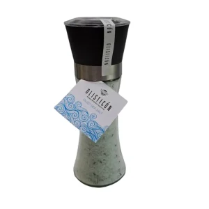 Θαλασσινό ακατέργαστο αλάτι Καλλονής με ούζο, Γυάλινος Μύλος, Olisticon, Έργα Γης Αιγαίου, 200γρ