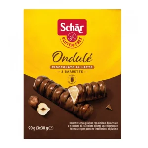 Μπάρα - Γκοφρέτα με γέμιση φουντούκι και επικάλυψη σοκολάτας "Ondule", χωρίς γλουτένη, Schar, 90γρ