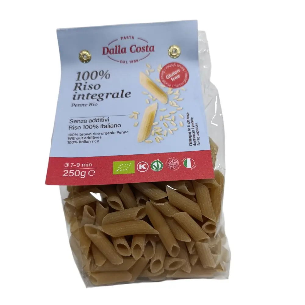 Πέννες από καστανό ρύζι, Χωρίς Γλουτένη, Bio, Dalla Costa, 250γρ