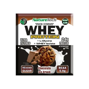 Πρωτεΐνη Ορού Γάλακτος με Γεύση Chocolate Ice Cream, NatureTech The Right Whey, 34gr