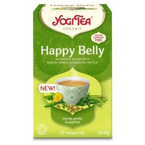 Yogi Tea Happy Belly, Μείγμα βοτάνων & μπαχαρικών κριθαρόχορτο, πικραλίδα & τσουκνίδα, Bio, 17 φακελάκια
