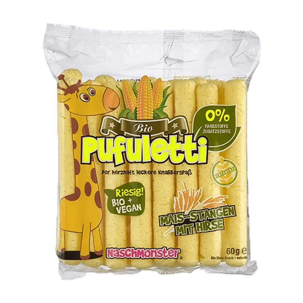 Γαριδάκια καλαμποκιού με κεχρί, στικς, Bio, Pufuletti, 60γρ