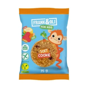 Μαλακό Μπισκότο με πάστα Αμυγδάλου Φράουλα & Μπανάνα, Χωρίς Ζάχαρη, Frank & Oli, 35γρ
