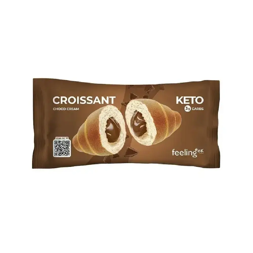 Πρωτεϊνικό κρουασάν γεμιστό με σοκολάτα, Χωρίς Ζάχαρη, FeelingOk, 50γρ