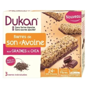 Dukan Μπάρες Βρώμης με Chia & Σοκολάτα, Συσκευασία των 4 Τεμαχίων, 111γρ