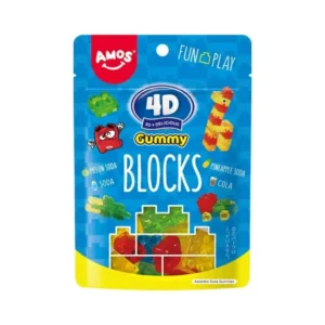 Ζελεδάκια Gummy blocks 4D, Amos, 72γρ