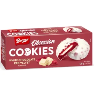 Μπισκότα με λευκή σοκολάτα, red velvet, Bergen, 128γρ