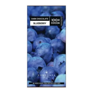 Μαύρη σοκολάτα με blueberry, 100% κακάο, Χωρίς Ζάχαρη, Αγαπητός, 100γρ