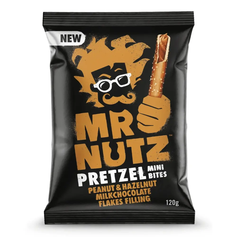 Pretzel γεμισμένα με φυστίκι, φουντούκι & σοκολάτα γάλακτος, Mr Nutz, 120γρ